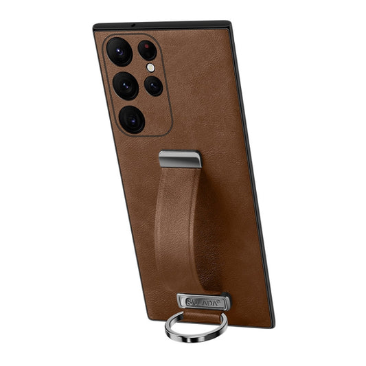 For Samsung Galaxy S24 Ultra 5G SULADA PC Hybrid Leather Texture Skin Feel Shockproof Phone Case(Brown) - Galaxy S24 Ultra 5G Cases by SULADA | Online Shopping South Africa | PMC Jewellery | Buy Now Pay Later Mobicred