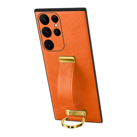 For Samsung Galaxy S24 Ultra 5G SULADA PC Hybrid Leather Texture Skin Feel Shockproof Phone Case(Orange) - Galaxy S24 Ultra 5G Cases by SULADA | Online Shopping South Africa | PMC Jewellery | Buy Now Pay Later Mobicred