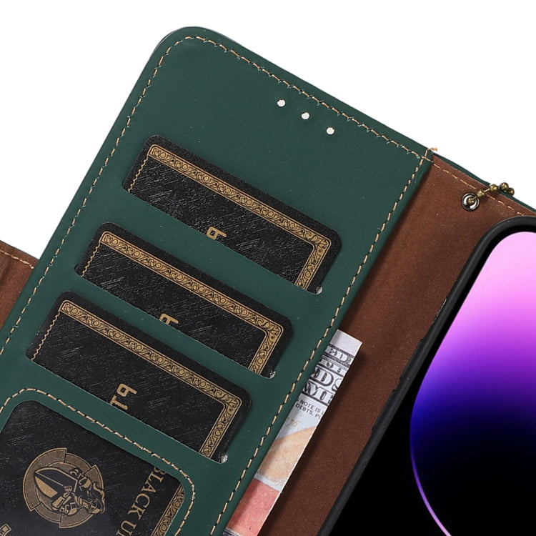 For Huawei Mate 60 Genuine Leather Magnetic RFID Leather Phone Case(Green) - Huawei Cases by PMC TechLife | Online Shopping South Africa | PMC TechLife | Buy Now Pay Later Mobicred