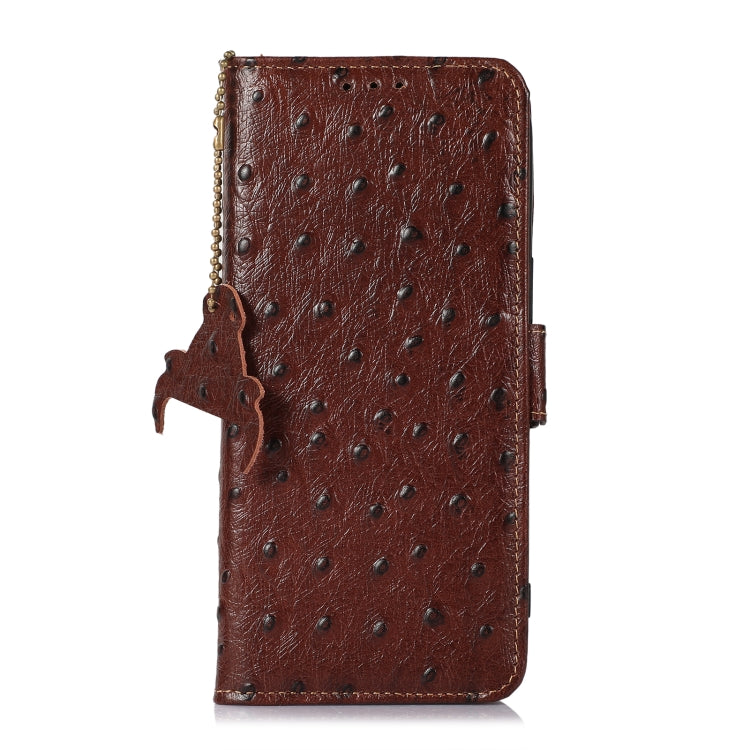 For Asus Zenfone 10 / Zenfone 9 Ostrich Pattern Genuine Leather RFID Phone Case(Coffee) - ASUS Cases by PMC TechLife | Online Shopping South Africa | PMC TechLife | Buy Now Pay Later Mobicred