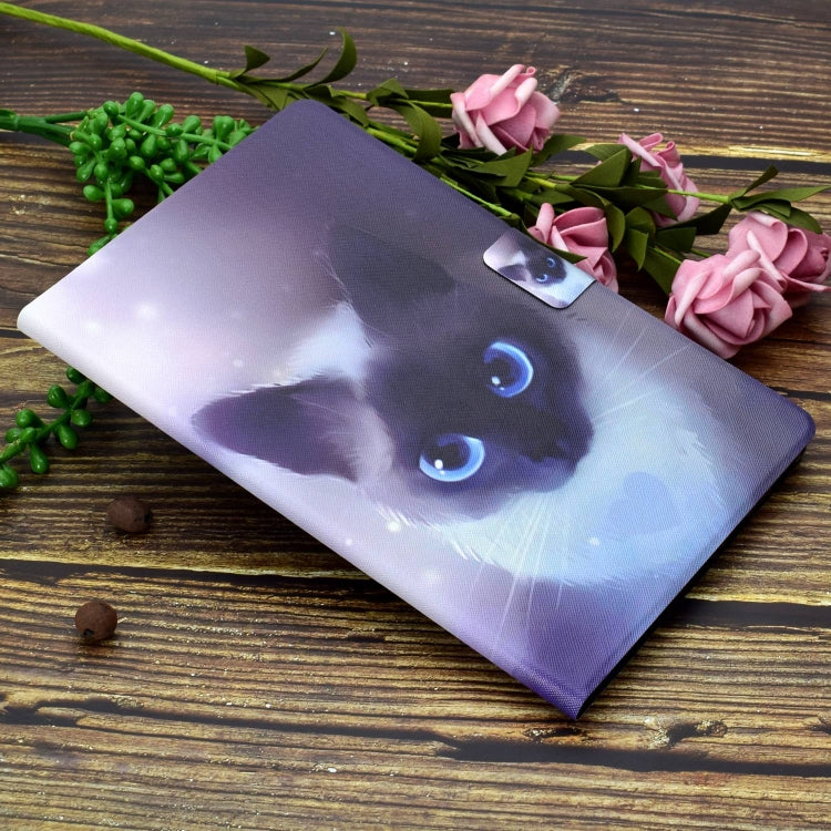 For Amazon Fire Max 11 2023 Colored Drawing Smart Leather Tablet Case(Blue-eyed Cat) - Amazon by PMC TechLife | Online Shopping South Africa | PMC TechLife | Buy Now Pay Later Mobicred