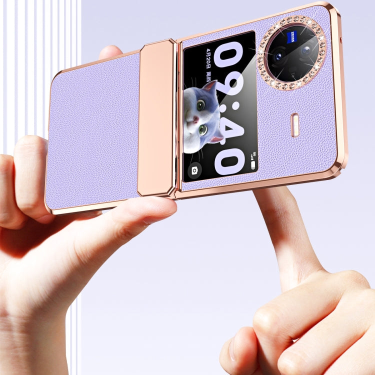 For vivo X Flip Plated Plain Leather Folding Phone Case with Hinge(White) - vivo Cases by PMC TechLife | Online Shopping South Africa | PMC TechLife | Buy Now Pay Later Mobicred