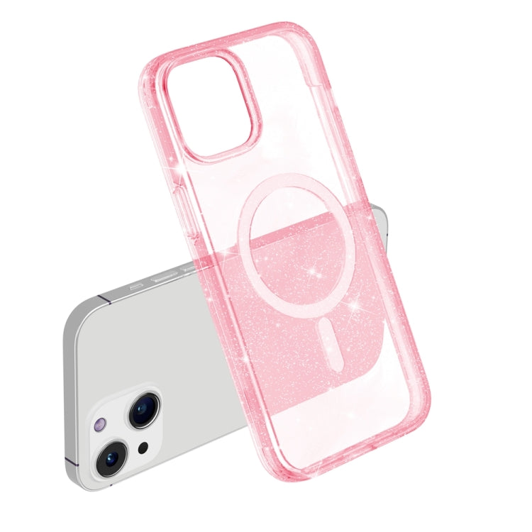 For iPhone 15 Terminator Style Glitter Powder MagSafe Magnetic Phone Case(Pink) - iPhone 15 Cases by PMC TechLife | Online Shopping South Africa | PMC TechLife