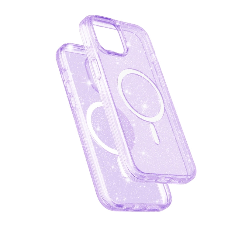 For iPhone 15 Plus Terminator Style Glitter Powder MagSafe Magnetic Phone Case(Purple) - iPhone 15 Plus Cases by PMC TechLife | Online Shopping South Africa | PMC TechLife