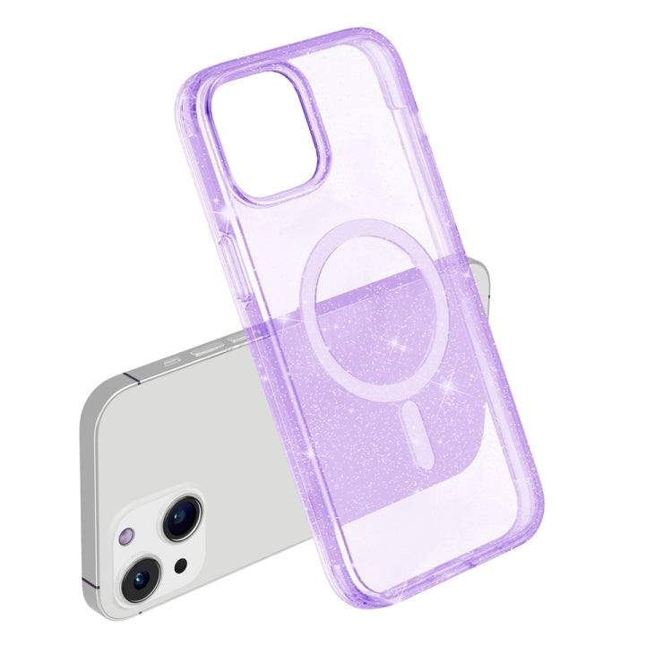 For iPhone 15 Plus Terminator Style Glitter Powder MagSafe Magnetic Phone Case(Purple) - iPhone 15 Plus Cases by PMC TechLife | Online Shopping South Africa | PMC TechLife
