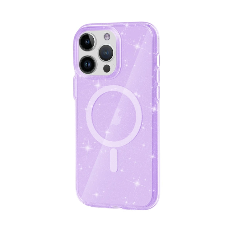 For iPhone 15 Pro Terminator Style Glitter Powder MagSafe Magnetic Phone Case(Purple) - iPhone 15 Pro Cases by PMC Jewellery | Online Shopping South Africa | PMC Jewellery