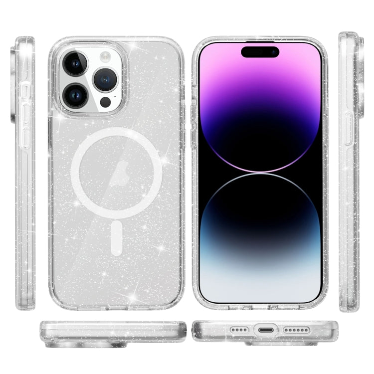 For iPhone 15 Pro Max Terminator Style Glitter Powder MagSafe Magnetic Phone Case(White) - iPhone 15 Pro Max Cases by PMC Jewellery | Online Shopping South Africa | PMC Jewellery