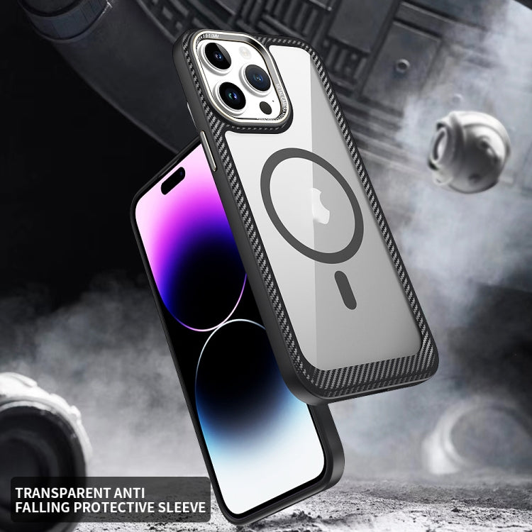 For iPhone 13 MagSafe Carbon Fiber Transparent Back Panel Phone Case(Green) - iPhone 13 Cases by PMC TechLife | Online Shopping South Africa | PMC TechLife