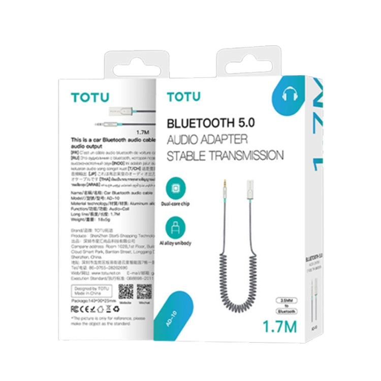 TOTU AD-10 Car Bluetooth 5.0 Receiver Built-in Microphone, Length: 1.7m - Bluetooth Car Kits by TOTUDESIGN | Online Shopping South Africa | PMC Jewellery | Buy Now Pay Later Mobicred