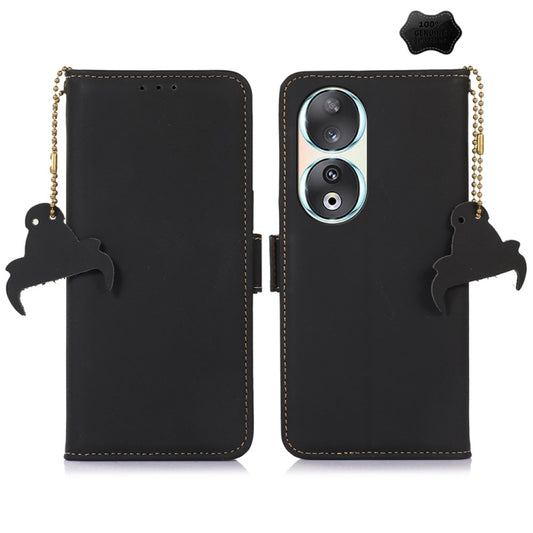 For Honor 90 5G Genuine Leather Magnetic RFID Leather Phone Case(Black) - Honor Cases by PMC Jewellery | Online Shopping South Africa | PMC Jewellery | Buy Now Pay Later Mobicred