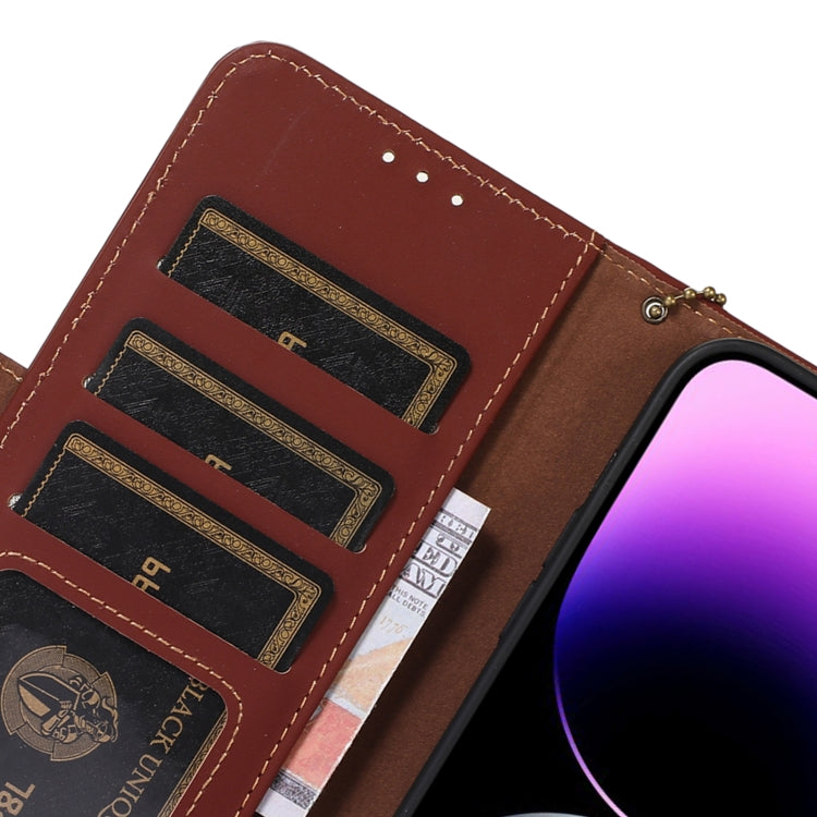 For Honor X6a Genuine Leather Magnetic RFID Leather Phone Case(Coffee) - Honor Cases by PMC TechLife | Online Shopping South Africa | PMC TechLife | Buy Now Pay Later Mobicred