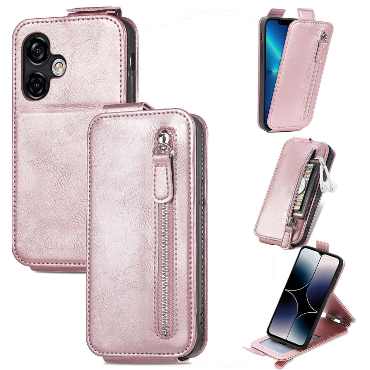 For Ulefone Note 16 Pro Zipper Wallet Vertical Flip Leather Phone Case(Rose Gold) - Ulefone Cases by PMC Jewellery | Online Shopping South Africa | PMC Jewellery | Buy Now Pay Later Mobicred