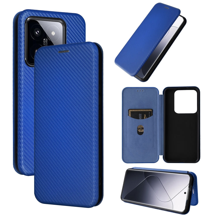 For Xiaomi 14 Pro Carbon Fiber Texture Flip Leather Phone Case(Blue) - 14 Pro Cases by PMC TechLife | Online Shopping South Africa | PMC TechLife