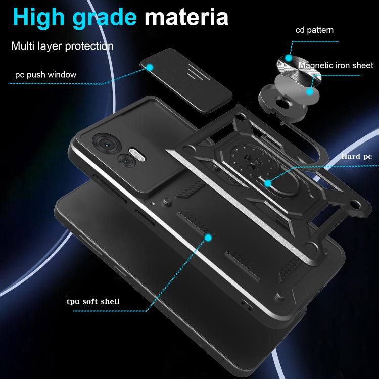 For Motorola Edge 30 Neo Sliding Camera Cover Design TPU+PC Phone Case(Silver) - free shipping - PMC TechLife - Order now!