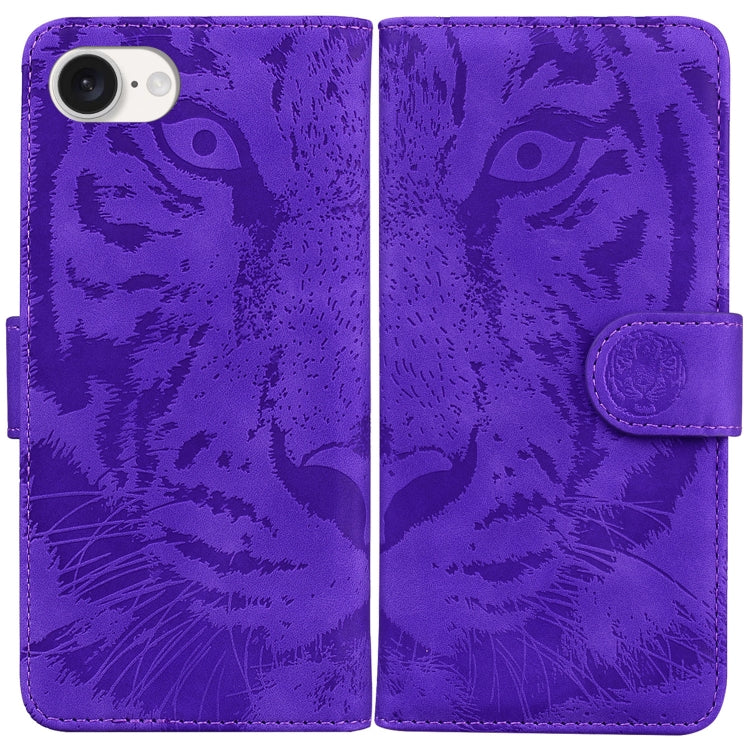 For iPhone SE 2024 Tiger Embossing Pattern Leather Phone Case(Purple) - More iPhone Cases by PMC Jewellery | Online Shopping South Africa | PMC Jewellery | Buy Now Pay Later Mobicred