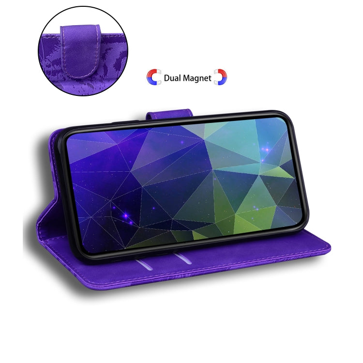 For iPhone 16e Tiger Embossing Pattern Leather Phone Case(Purple) - iPhone 16e Cases by PMC TechLife | Online Shopping South Africa | PMC TechLife | Buy Now Pay Later Mobicred