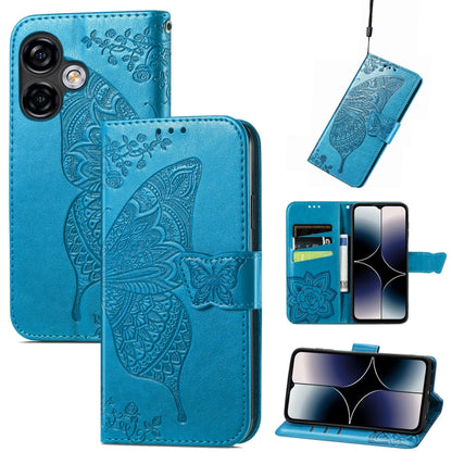 For Ulefone Note 16 Pro Butterfly Love Flower Embossed Leather Phone Case(Blue) - Ulefone Cases by PMC Jewellery | Online Shopping South Africa | PMC Jewellery | Buy Now Pay Later Mobicred