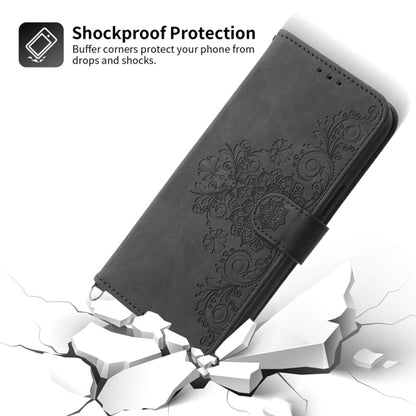 For Xiaomi Redmi Note 13 Pro 4G Skin-feel Flowers Embossed Wallet Leather Phone Case(Black) - Note 13 Pro Cases by PMC Jewellery | Online Shopping South Africa | PMC Jewellery | Buy Now Pay Later Mobicred