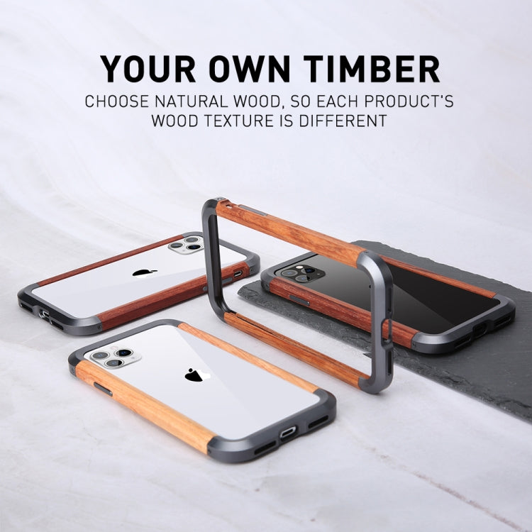 For iPhone 11 Pro Max R-JUST Metal + Wood Frame Protective Case - free shipping - PMC TechLife - Order now!
