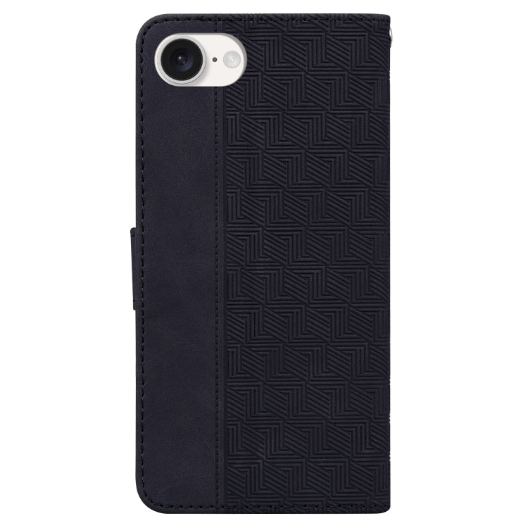 For iPhone SE 2024 Geometric Embossed Leather Phone Case(Black) - More iPhone Cases by PMC Jewellery | Online Shopping South Africa | PMC Jewellery | Buy Now Pay Later Mobicred