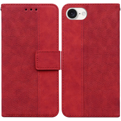 For iPhone SE 2024 Geometric Embossed Leather Phone Case(Red) - More iPhone Cases by PMC Jewellery | Online Shopping South Africa | PMC Jewellery | Buy Now Pay Later Mobicred