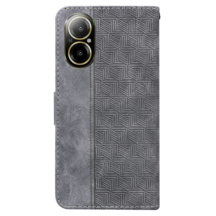 For Realme C67 4G Global Geometric Embossed Leather Phone Case(Grey) - C67 Cases by PMC Jewellery | Online Shopping South Africa | PMC Jewellery | Buy Now Pay Later Mobicred