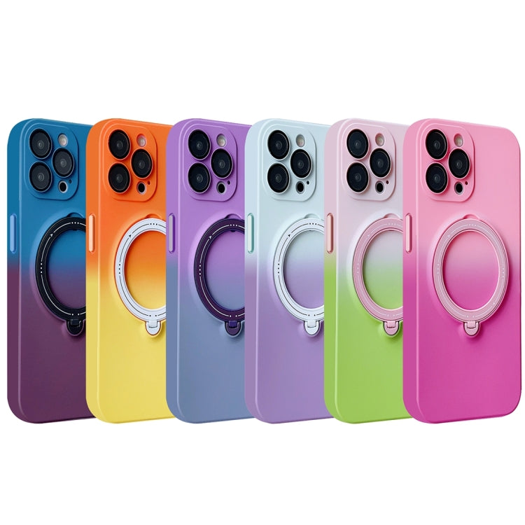 For iPhone 13 Pro MagSafe Holder Gradient TPU Phone Case(Deep Purple Gray) - iPhone 13 Pro Cases by PMC TechLife | Online Shopping South Africa | PMC TechLife