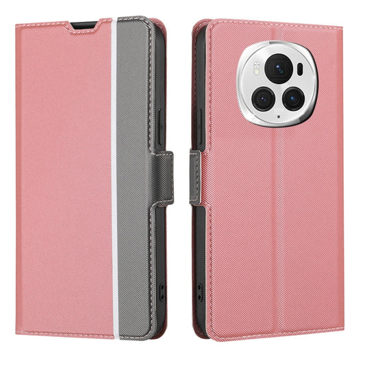 For Honor Magic6 Pro Twill Texture Side Button Leather Phone Case(Pink) - Honor Cases by PMC Jewellery | Online Shopping South Africa | PMC Jewellery | Buy Now Pay Later Mobicred