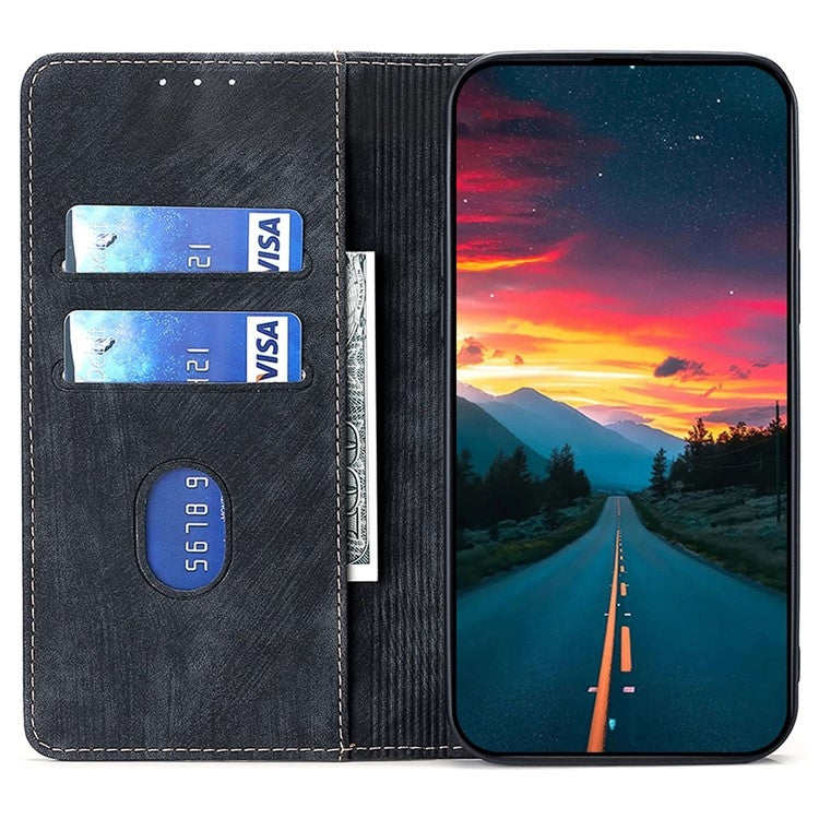 For vivo Y03 4G RFID Anti-theft Brush Magnetic Leather Phone Case(Black) - vivo Cases by PMC Jewellery | Online Shopping South Africa | PMC Jewellery | Buy Now Pay Later Mobicred