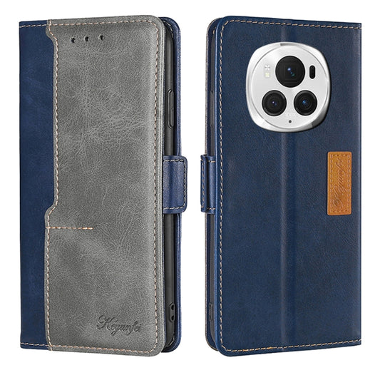 For Honor Magic6 Pro Contrast Color Side Buckle Leather Phone Case(Blue + Grey) - Honor Cases by PMC Jewellery | Online Shopping South Africa | PMC Jewellery | Buy Now Pay Later Mobicred