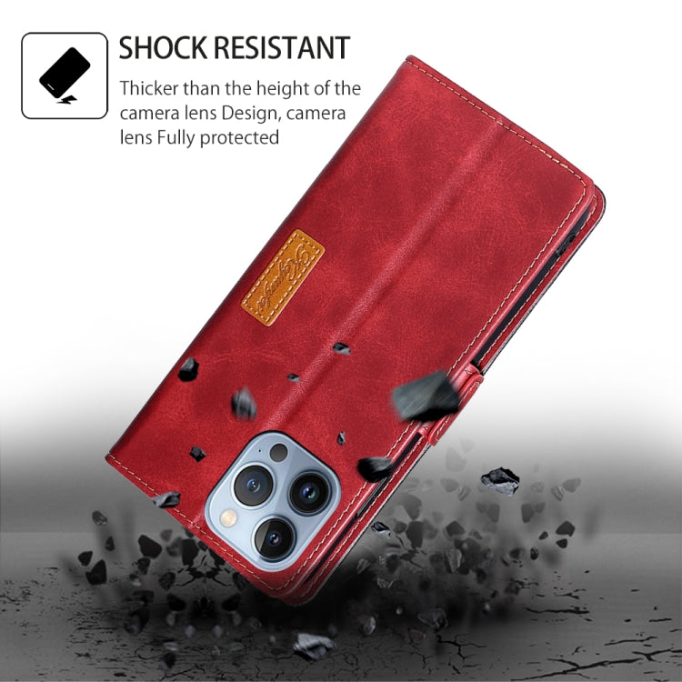 For Honor Magic6 Pro Contrast Color Side Buckle Leather Phone Case(Red + Black) - free shipping - PMC Jewellery - Order now!
