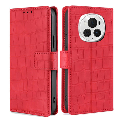 For Honor Magic6 Pro 5G Skin Feel Crocodile Magnetic Clasp Leather Phone Case(Red) - Honor Cases by PMC Jewellery | Online Shopping South Africa | PMC Jewellery | Buy Now Pay Later Mobicred