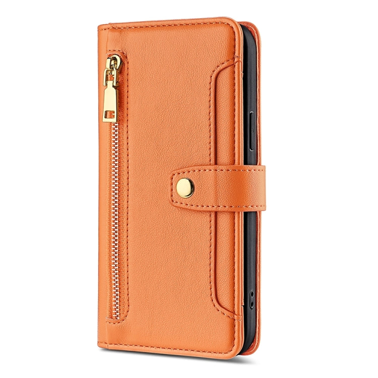 For Honor X50 5G Sheep Texture Cross-body Zipper Wallet Leather Phone Case(Orange) - Honor Cases by PMC TechLife | Online Shopping South Africa | PMC TechLife | Buy Now Pay Later Mobicred
