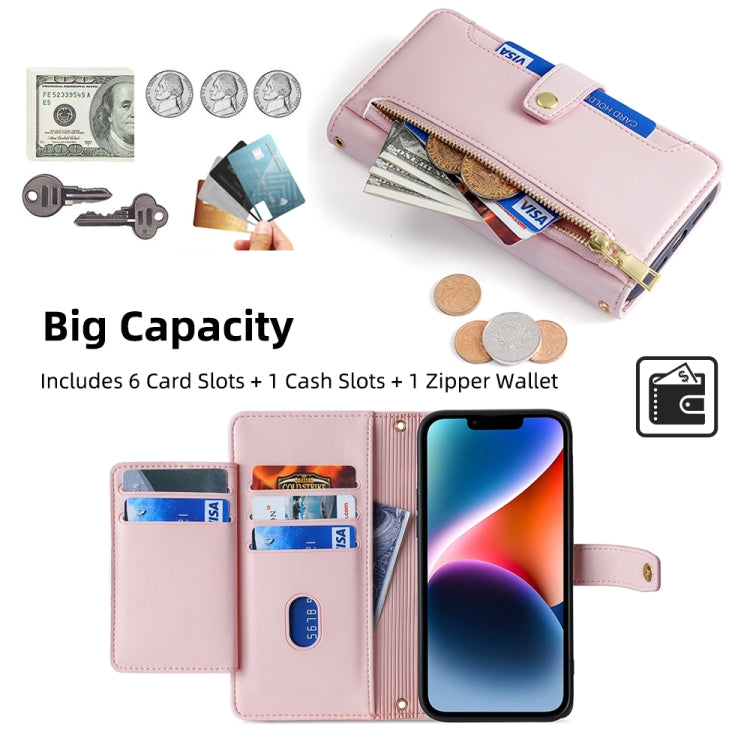 For Honor X8a Sheep Texture Cross-body Zipper Wallet Leather Phone Case(Pink) - Honor Cases by PMC TechLife | Online Shopping South Africa | PMC TechLife | Buy Now Pay Later Mobicred