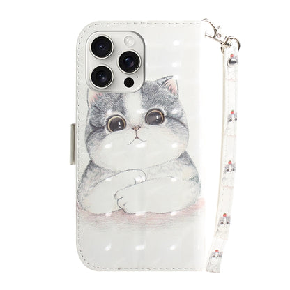 For iPhone 16 Pro 3D Colored Horizontal Flip Leather Phone Case(Cute Cat) - iPhone 16 Pro Cases by PMC Jewellery | Online Shopping South Africa | PMC Jewellery | Buy Now Pay Later Mobicred