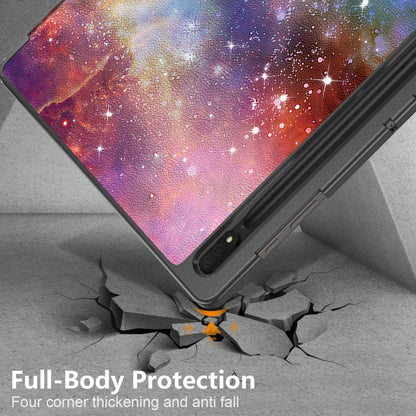 For Samsung Galaxy Tab S9 Ultra Custer Painted 3-Fold Holder Smart Leather Tablet Case(Milky Way Nebula) - Other Galaxy Tab PC by PMC Jewellery | Online Shopping South Africa | PMC Jewellery | Buy Now Pay Later Mobicred