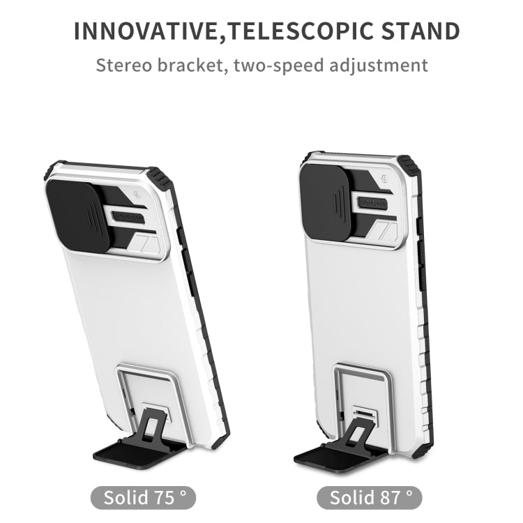 For iPhone 16 Plus Stereoscopic Holder Sliding Camshield Phone Case(White) - iPhone 16 Plus Cases by PMC Jewellery | Online Shopping South Africa | PMC Jewellery | Buy Now Pay Later Mobicred