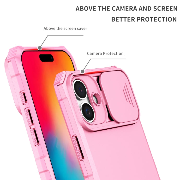 For iPhone 16 Stereoscopic Holder Sliding Camshield Phone Case(Pink) - iPhone 16 Cases by PMC Jewellery | Online Shopping South Africa | PMC Jewellery | Buy Now Pay Later Mobicred