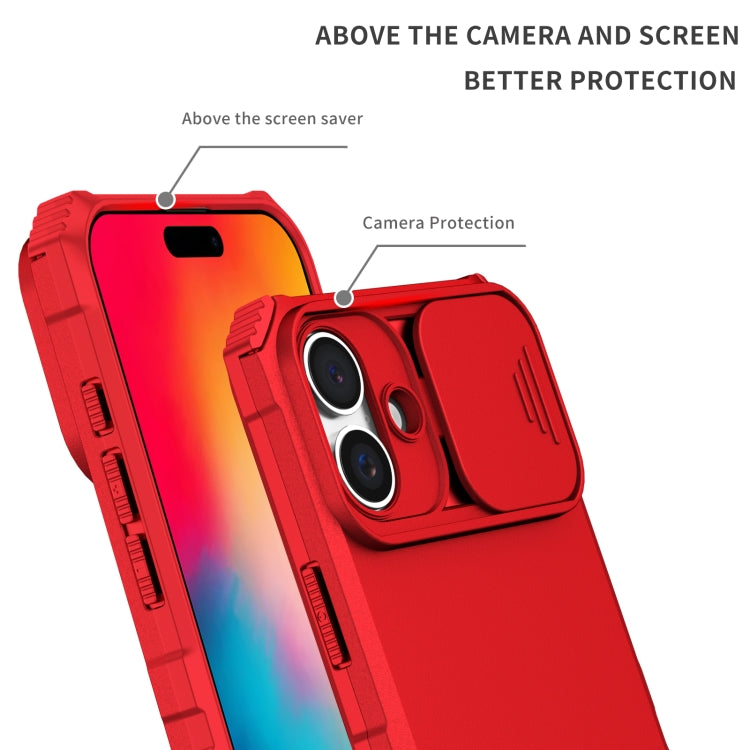 For iPhone 16 Stereoscopic Holder Sliding Camshield Phone Case(Red) - iPhone 16 Cases by PMC TechLife | Online Shopping South Africa | PMC TechLife | Buy Now Pay Later Mobicred
