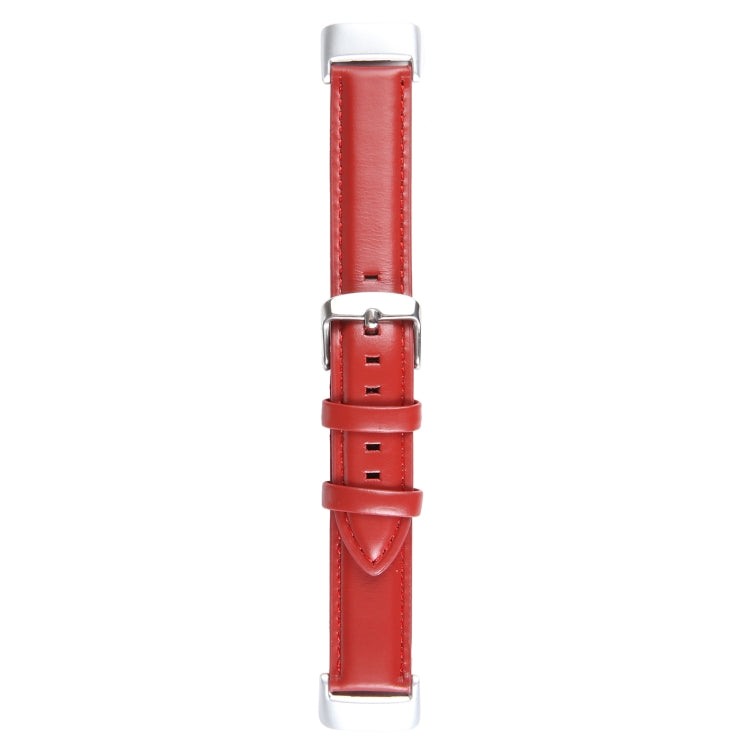 For Fitbit Charge 5 18mm Bamboo Joint Texture Genuine Leather Watch Band(Red) - Watch Bands by PMC TechLife | Online Shopping South Africa | PMC TechLife | Buy Now Pay Later Mobicred