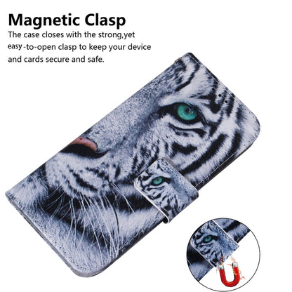 For iPhone 16 Coloured Drawing Flip Leather Phone Case(Tiger) - iPhone 16 Cases by PMC Jewellery | Online Shopping South Africa | PMC Jewellery | Buy Now Pay Later Mobicred