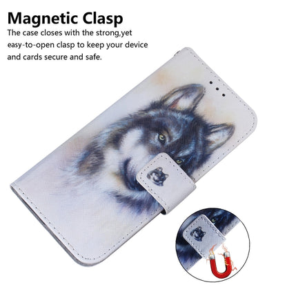 For iPhone 16 Pro Coloured Drawing Flip Leather Phone Case(White Wolf) - iPhone 16 Pro Cases by PMC Jewellery | Online Shopping South Africa | PMC Jewellery | Buy Now Pay Later Mobicred