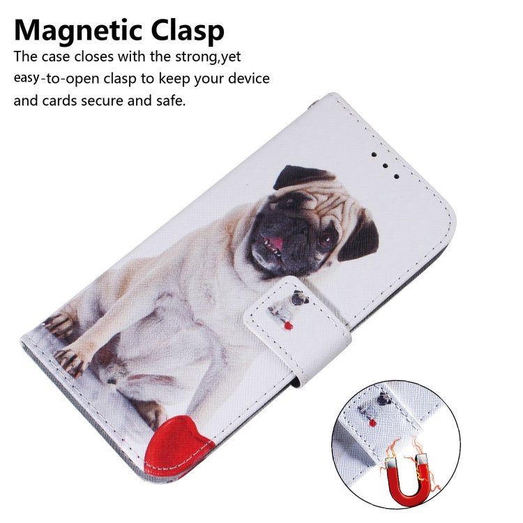 For iPhone 16 Pro Coloured Drawing Flip Leather Phone Case(Pug) - iPhone 16 Pro Cases by PMC Jewellery | Online Shopping South Africa | PMC Jewellery | Buy Now Pay Later Mobicred