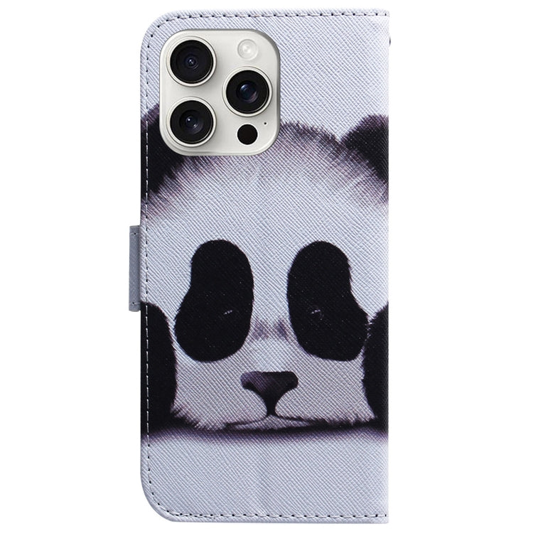 For iPhone 16 Pro Coloured Drawing Flip Leather Phone Case(Panda) - iPhone 16 Pro Cases by PMC Jewellery | Online Shopping South Africa | PMC Jewellery | Buy Now Pay Later Mobicred