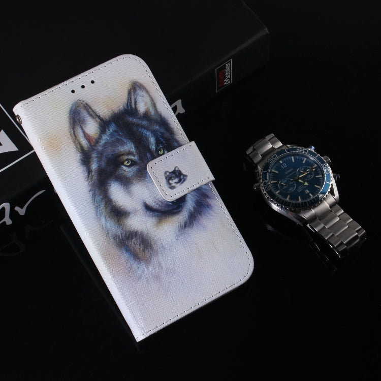 For iPhone 16 Plus Coloured Drawing Flip Leather Phone Case(White Wolf) - iPhone 16 Plus Cases by PMC TechLife | Online Shopping South Africa | PMC TechLife | Buy Now Pay Later Mobicred
