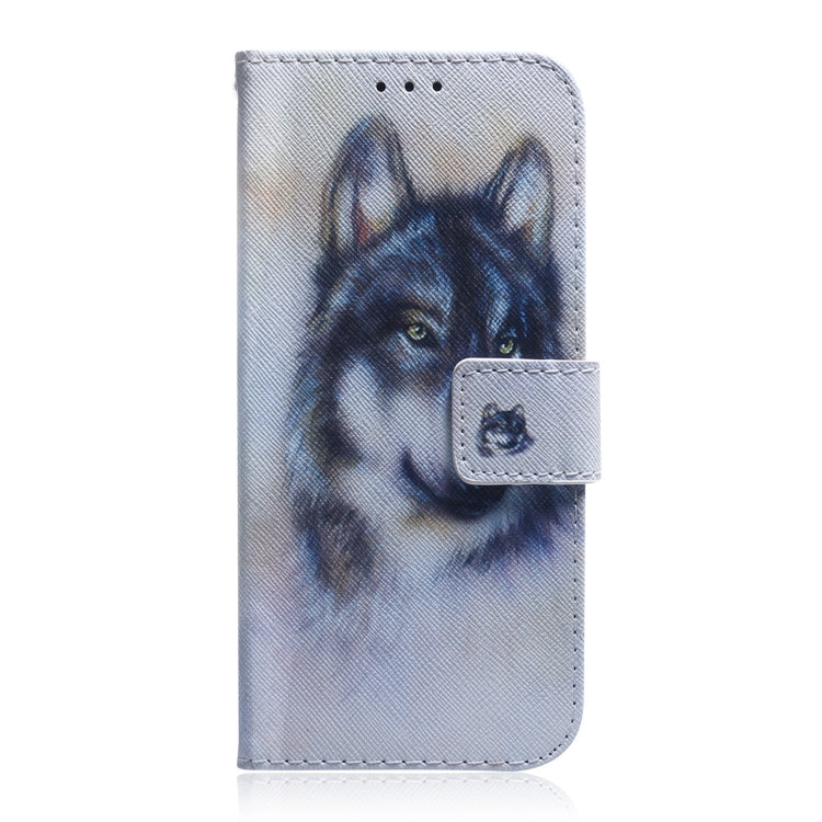 For iPhone 16 Plus Coloured Drawing Flip Leather Phone Case(White Wolf) - iPhone 16 Plus Cases by PMC TechLife | Online Shopping South Africa | PMC TechLife | Buy Now Pay Later Mobicred
