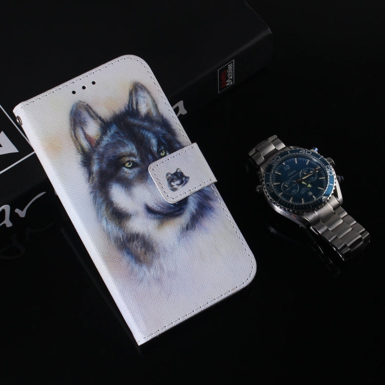 For Realme 12 5G Coloured Drawing Flip Leather Phone Case(White Wolf) - Realme Cases by PMC TechLife | Online Shopping South Africa | PMC TechLife | Buy Now Pay Later Mobicred