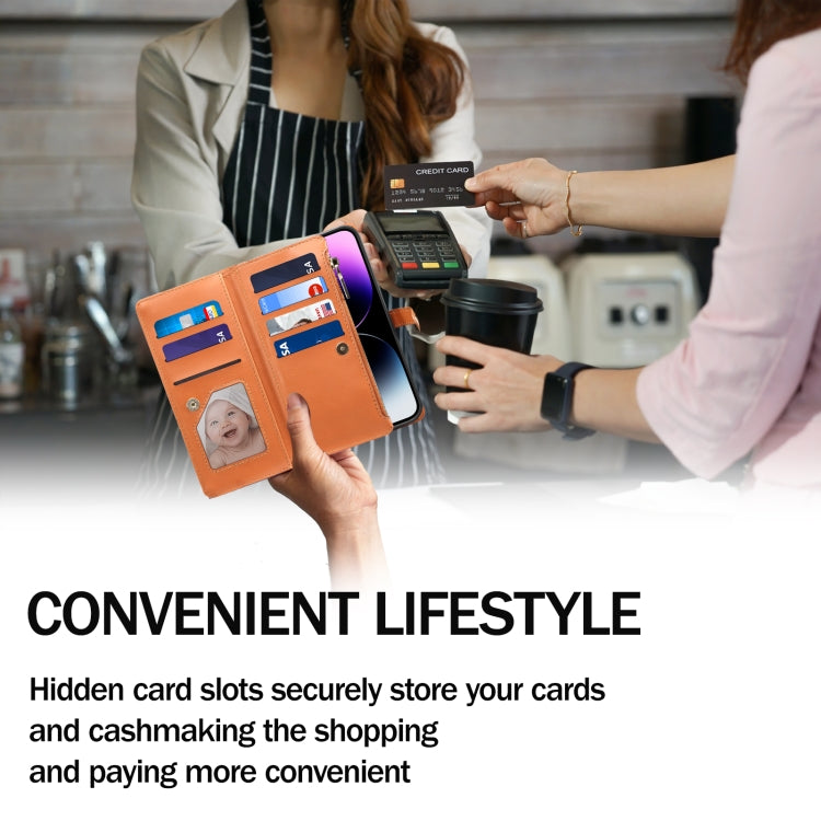 For iPhone 16 Pro ESEBLE Star Series Lanyard Zipper Wallet RFID Leather Case(Brown) - free shipping - PMC TechLife - Order now!
