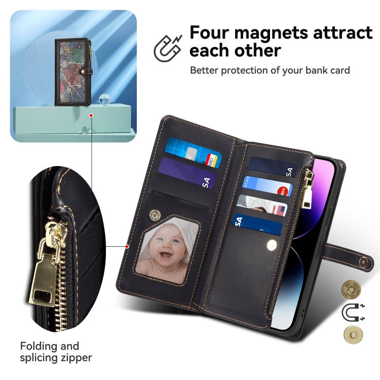 For iPhone 16 Pro ESEBLE Star Series Lanyard Zipper Wallet RFID Leather Case(Black) - iPhone 16 Pro Cases by ESEBLE | Online Shopping South Africa | PMC Jewellery | Buy Now Pay Later Mobicred