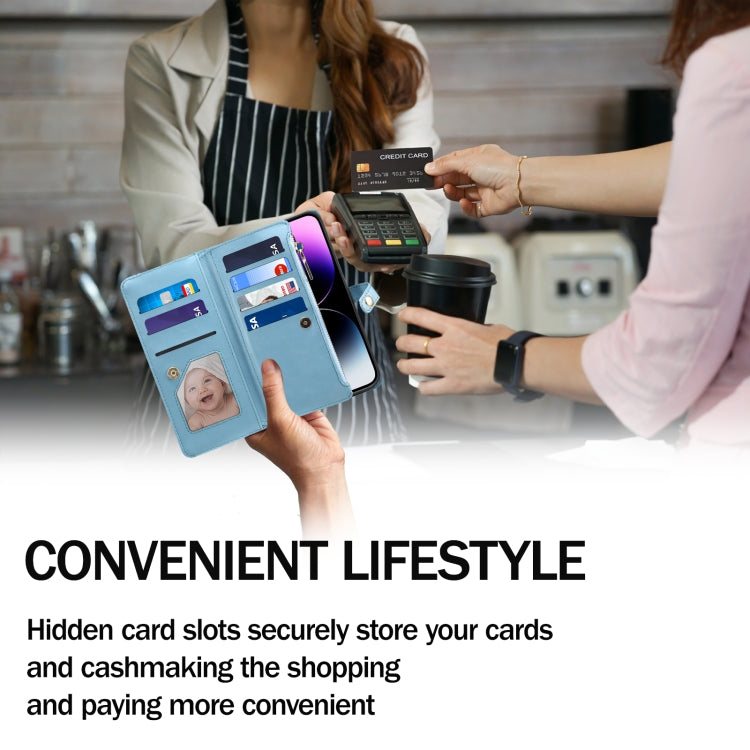 For iPhone 16 Plus ESEBLE Star Series Lanyard Zipper Wallet RFID Leather Case(Blue) - iPhone 16 Plus Cases by ESEBLE | Online Shopping South Africa | PMC TechLife | Buy Now Pay Later Mobicred